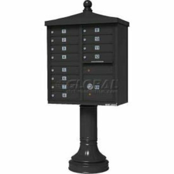 Florence Mfg Co Vital Cluster Box Unit w/Vogue Traditional Accessories, 12 Unit & 1 Parcel Locker, Dark Bronze 1570-12V2DB